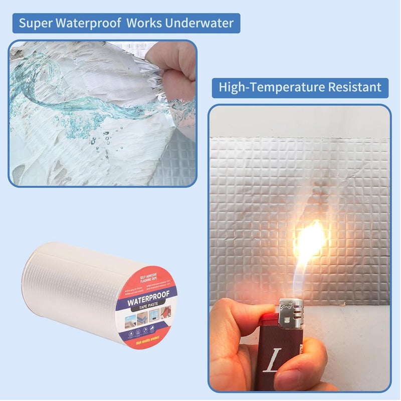 LFGUD 8" W X 16.4'L Waterproof Tape for Leaks Aluminum Butyl Tape with Adhesive for RV Repair, Glass Repairs, Air Mattress Patch, Window Caulking, Boat Sealing, Roof Patching - Image 5